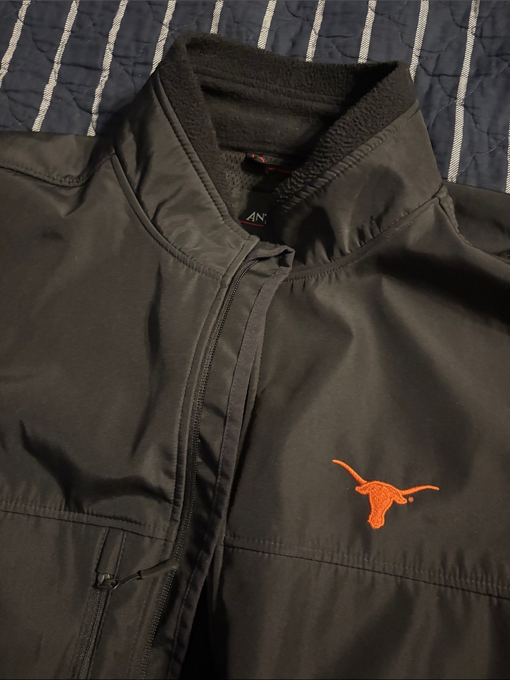 Antigua Black Windbreaker with Texas Longhorn Logo